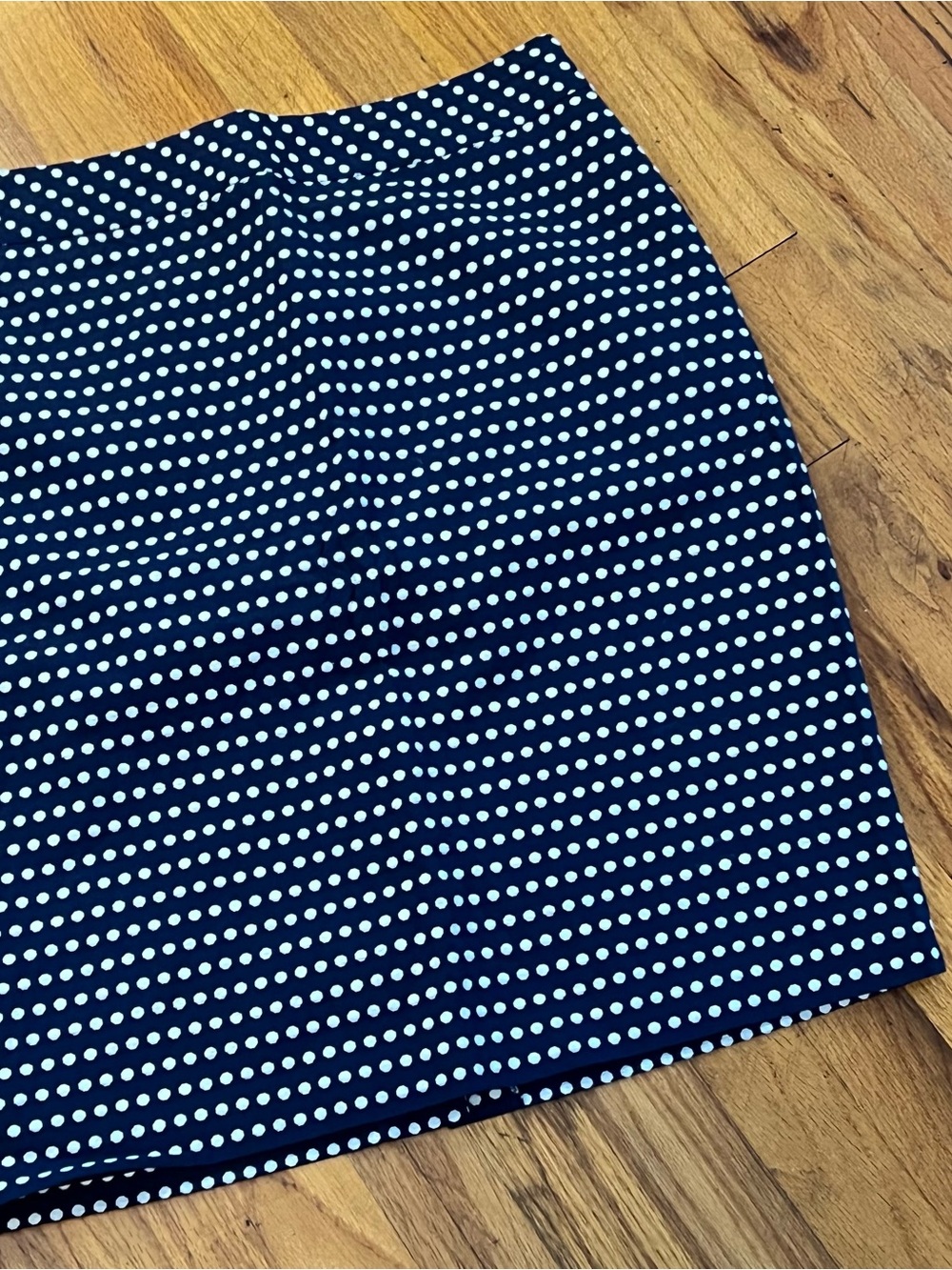 Coldwater Creek Navy and White Polka Dot Pencil Skirt